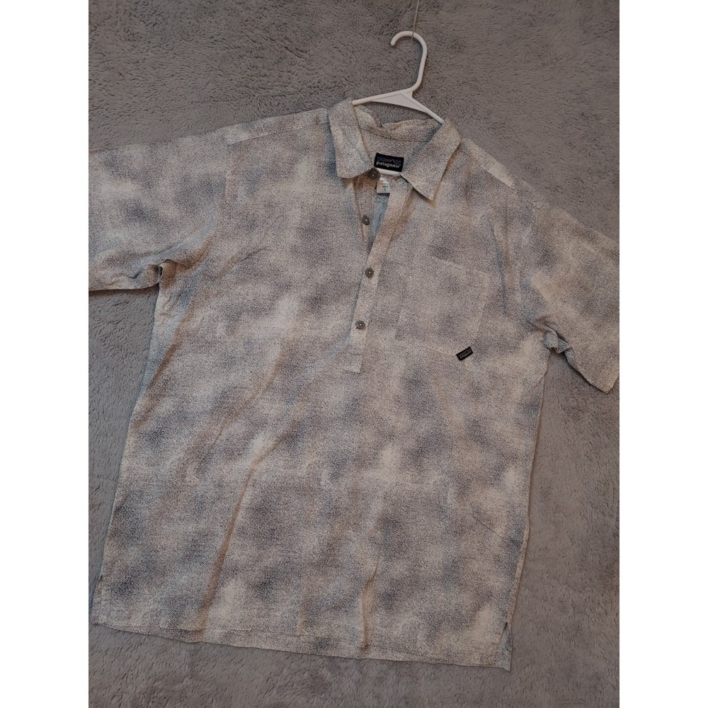 Vintage Patagonia Shirt Mens Large Good Natured Popover Geometric Gray Organic